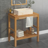 Bathroom Vanity Cabinet Solid Teak with Sink Marble Cream 3058160