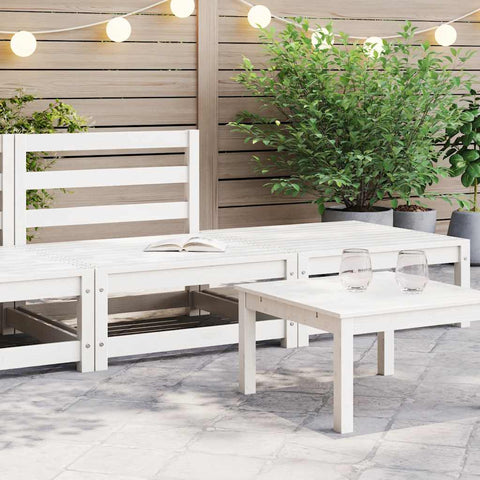 2 Piece Garden Lounge Set White Solid Pinewood 805696