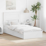 Storage Bed with Headboard White 75 x 190 cm Engineered Wood 3409948