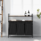 Laundry Basket 3 Compartments with Shelves Smoked Oak 859082