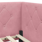 Corner Bed Frame with Headboard Pink 100 x 200 cm Velvet 42016546