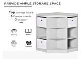 Kids Bookcase, 3 Tier Toy Organiser Storage Unit BookShelf with 3 Non-woven Fabric Drawers, Anti-tip T3398P379057