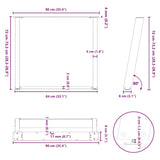 Dining Table Legs U-Shaped 2 pcs White 90x cm Steel 4012801