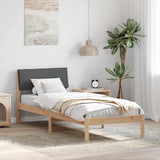 Bed frame Brown and dark grey 75 x 190 cm Solid pine wood 878580