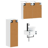 Bathroom Cabinet Set 4 pcs White Engineered Wood 3407367