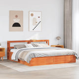 Bed Frame with Headboard Wax Brown 180x200 cm Super King Solid Wood Pine 3306335