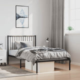 Metal Bed Frame without Mattress with Headboard Black 100x190cm 350858