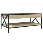 ZNTS Coffee Table with Infinity LED Sonoma Oak 90x50x38 cm 847708