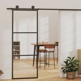 151008 Sliding Door 3-Panel ESG Glass and Aluminium 76x205 cm Black