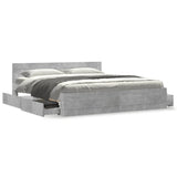 Bed Frame with Headboard without Mattress Concrete Grey 200x200 cm 3295537