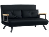 4-in-1 Velvet-Feel Double Sofa Bed, with Pillows - Black T3398P344492