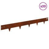 Lawn Edging 20 pcs 100 x 12 cm Steel Rusty 8008543