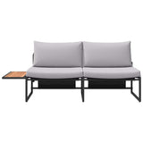 Garden Sofa with Cushion Brown 200.5 x 70 x 85.5cm Metal 42007550