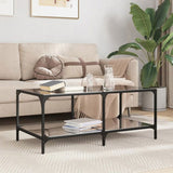 Coffee Table with Black Glass Top 98.5x50x40 cm Steel 845981