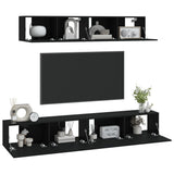 4 Piece TV Cabinet Set Black Engineered Wood 3114535