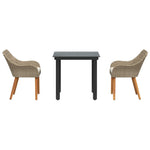 Garden Dining Set with Cushion 3 pcs Beige Poly Rattan 3261698