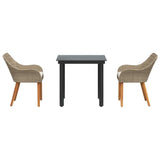 Garden Dining Set with Cushion 3 pcs Beige Poly Rattan 3261698