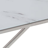 Coffee Table Silver Stainless Steel and Tempered Glass 349939