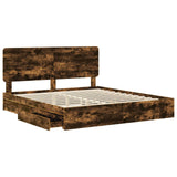 Storage Bed with Drawer Smoked Oak 180 x 200 cm Engineered Wood 3412662