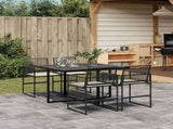 5 Piece Garden Dining Set with Cushions Black Poly Rattan 3295023