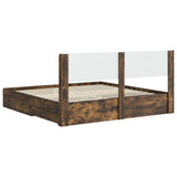 Bed Frame with Storage and Headboard Smoked Oak Engineered Wood 3414435