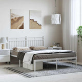Metal Bed Frame without Mattress with Headboard White 150x200cm 373742