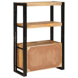 Bookshelf with Doors Brown Solid Rough Mango Wood and Metal 4104769