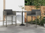 Bar Stools with Cushions 2 pcs Grey Poly Rattan 316674