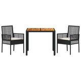 Garden Dining Set 3 pcs Black Poly rattan 3334901