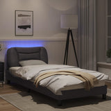 ZNTS Bed Frame with LED Lights Grey 90x190 cm Single Faux Leather 3213902