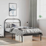 Bed Frame Black Powder-Coated Steel Single Single Bed Frame 353630