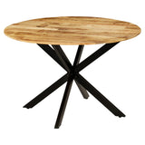 Dining Table Solid Rough Mango Wood and Steel 120x77 cm 246013