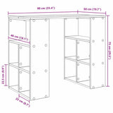 Desk with Shelf Grey Sonoma 90 x 50 x 75 cm Engineered Wood 869511