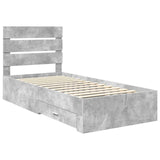 Bed Frame with Drawer Concrete Grey 90 x 200 cm Engineered Wood 3412015