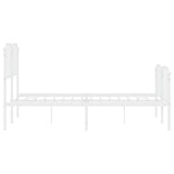 Metal Bed Frame without Mattress with Footboard White 135x190cm 373953