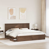 Bed Frame with Drawer Brown Oak 200 x 200 cm Engineer Wood 3411088