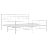 Metal Bed Frame without Mattress with Footboard White 200x200cm 355733