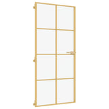 Interior Door Slim Golden 93x201.5 cm Tempered Glass and Aluminium 155146