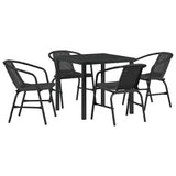 Garden Dining Set 5 pcs Black Powder-Coated Steel 3379381