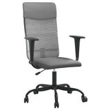 Office Chair Height Adjustable Grey Mesh Fabric and Faux Leather 353014