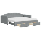 Daybed with Trundle and Drawers Light Grey 90x190 cm Fabric 3197263