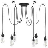 Pendant Lamp with 6 Lamp Holders E27 Black Metal 4103455