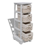 Wooden Storage Rack 4 Weaving Baskets White 240797