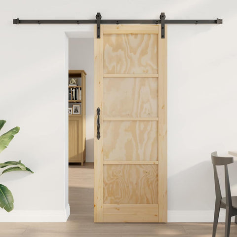 Sliding Door Manual Natural and black 73.5 x 198.5 cm 3333298