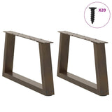 ZNTS Dining Table Legs V-Shape 2 pcs Natural Steel 50x cm Steel 4012531