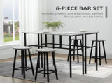 6-Piece Bar Table Set, 2 Breakfast Tables with 4 Stools, Counter Height Dining Tables & Chairs for T3398P344776
