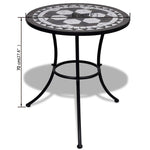 ZNTS 3 Piece Bistro Set Ceramic Tile Black and White 271772