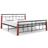 Bed Frame without Mattress Metal and Solid Oak Wood 180x200 cm Super King 324895