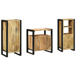 Bathroom Furniture Set with Shelf 3 pcs Brown Solid Mango Wood 3305632