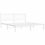 Metal Bed Frame without Mattress with Headboard White 183x213cm 376182